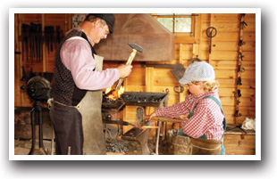 Blacksmith demonstration at Rock Ledge Ranch Historic Site, Colorado