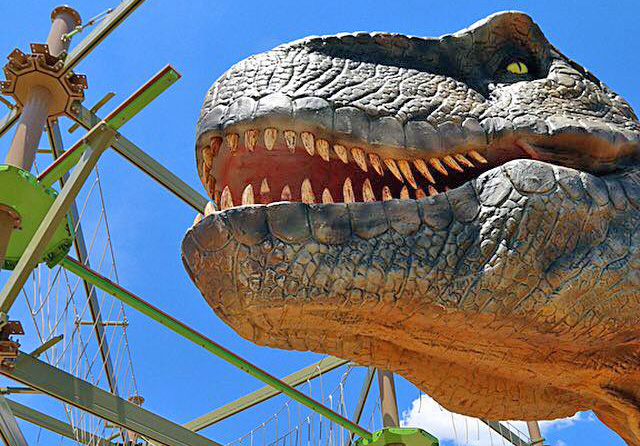 Tyrannosaurus Rex by the ropes course at Royal Gorge Dinosaur Experience, Dinosaur Museum and Activity Center near Royal Gorge Area, Colorado