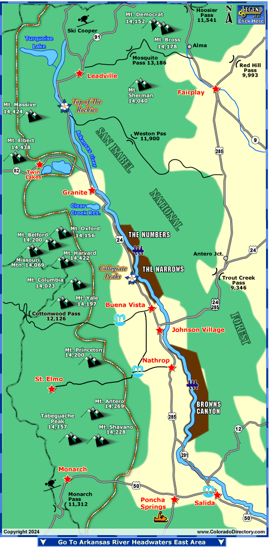 Arkansas River Headwaters North Fishing Map, Colorado