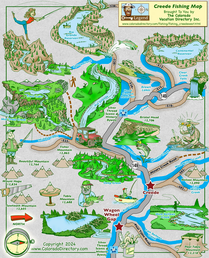 Creede Colorado Fishing Map, Fishing near Wagon Wheel Gap, Colorado