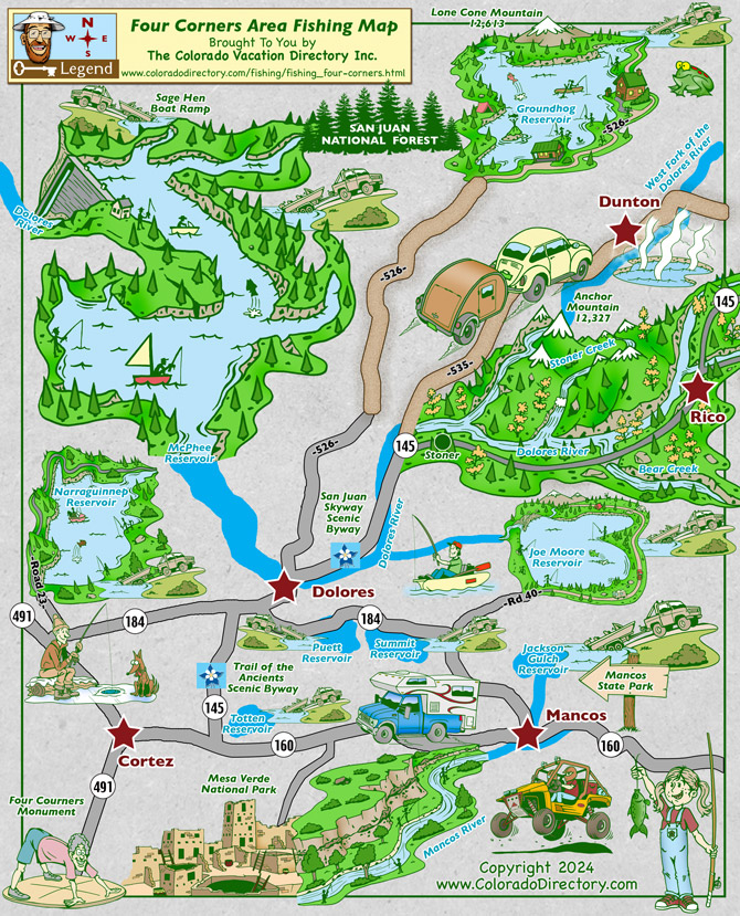 Four Corners Area Fishing Map, Colorado