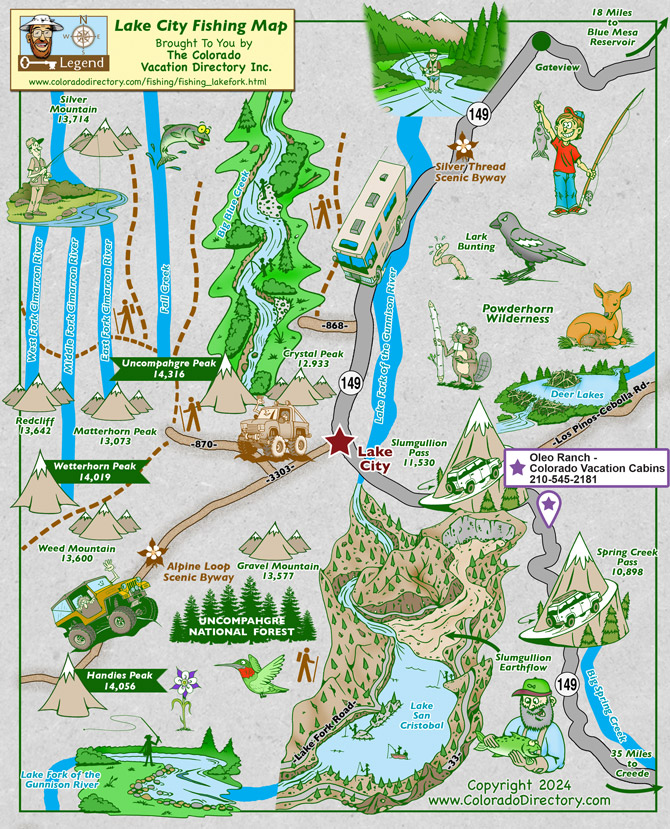 Lake City Fishing Map, Colorado