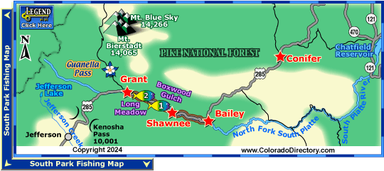 Fishing Map of the South Platte River, North Fork, Colorado