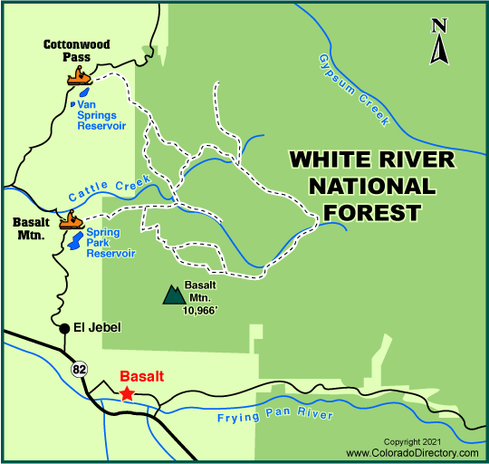 Basalt Mountain Snowmobile Trails Map, Colorado