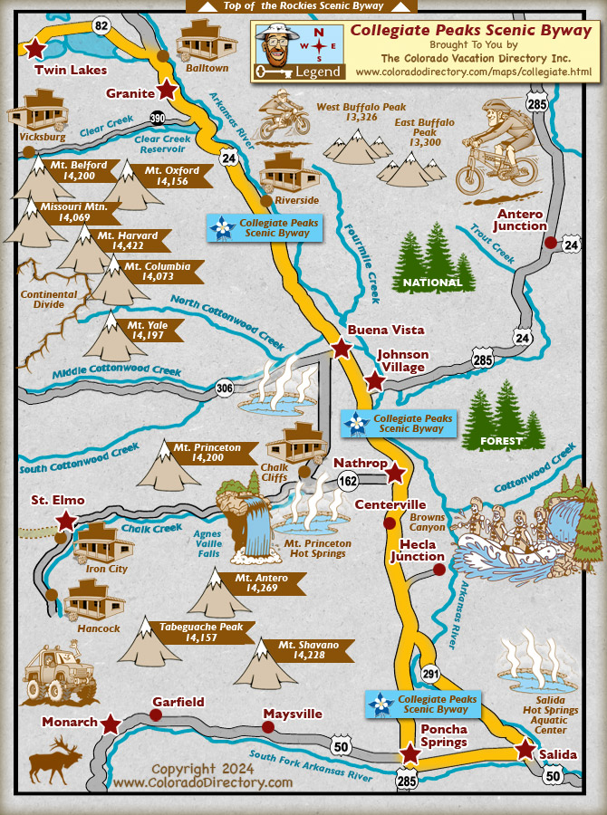 Collegiate Peaks Scenic Byway Map, Colorado