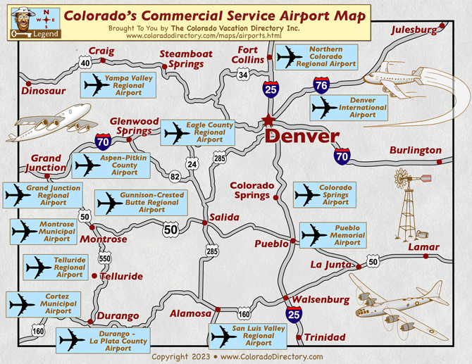 Colorado Commercial Airport Map