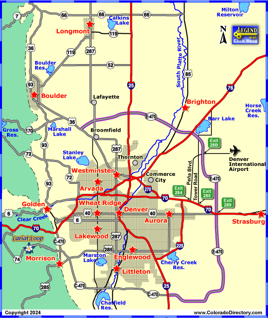 Denver Metro Area Map, Colorado