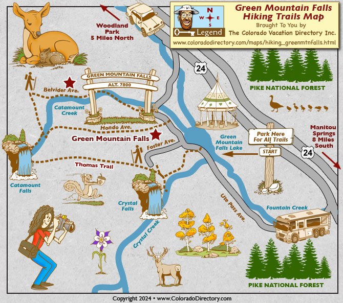 Green Mountain Falls Hiking Map, Colorado