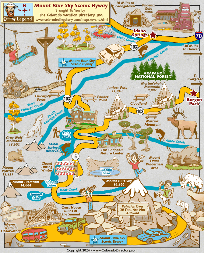 Mount Blue Sky (fka Mount Evans) Scenic Byway Map, Colorado