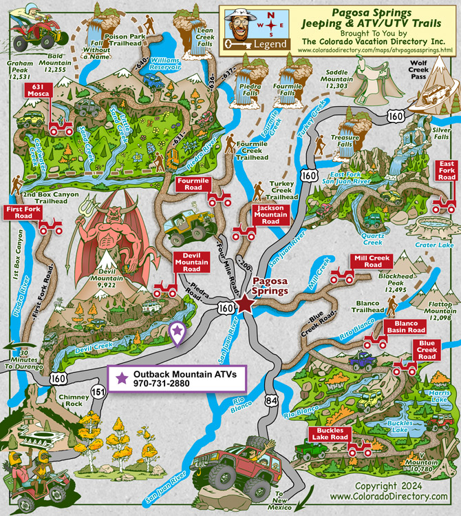 Pagosa Springs ATV/UTV,  Jeeping, Trails Map, Colorado