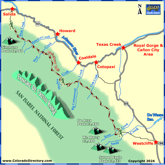 Rainbow Trail Hiking Tail Map, Colorado