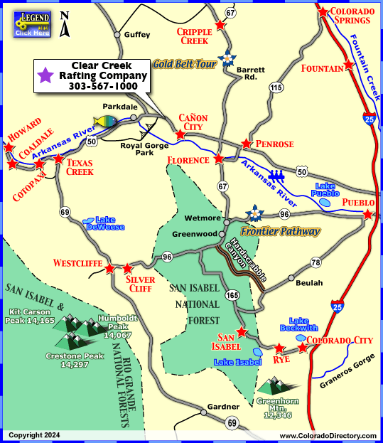 Royal Gorge and Canon City Map, Colorado