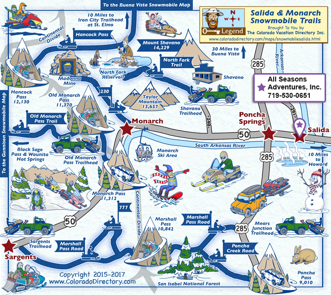 Snowmobile Trails around Salida, Poncha Springs. Monarch and Sargents in Colorado