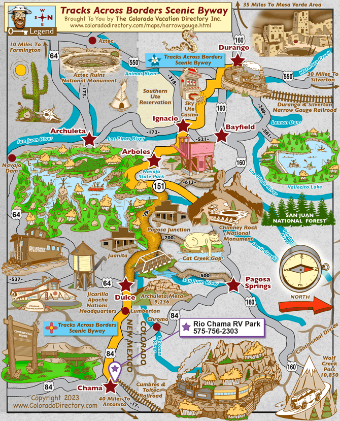 Tracks Across Borders Scenic Byway Map, Colorado