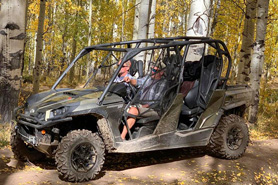 UTV on trail off Church Park Road near Granby, Colorado.