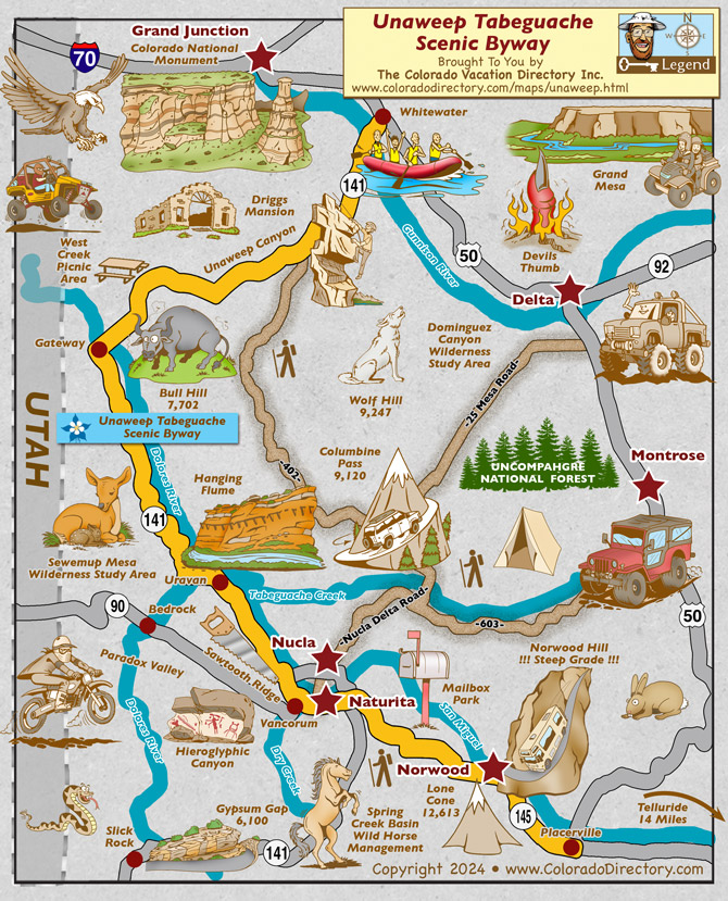 Unaweep Tabeguache Scenic Byway Map, Colorado