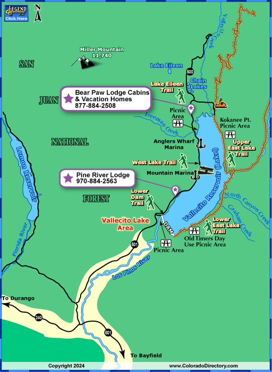 Vallecito Lake Map Durango, Colorado