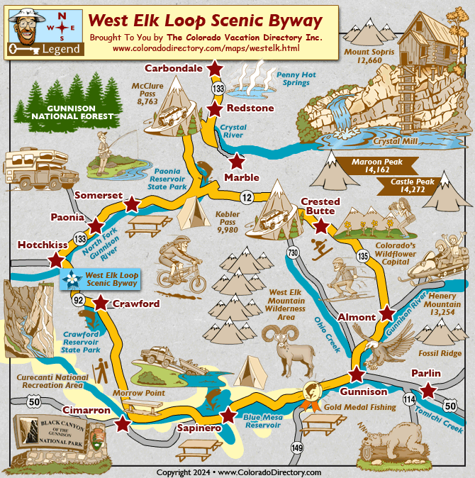 West Elk Loop Scenic Byway Map, Colorado