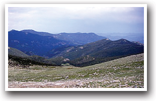 Adults hiking along the Pikes Peak Toll Road Scenic Byway, Colorado.