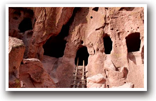 Cliff dwellings and ruins of Bandelier National Monument in New Mexico.