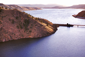 Bridge going over the Blue Mesa Reservoir inside the Curecanti National Recreation Area in Colorado