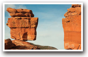 The Balanced Rock in the Garden of the Gods, Colorado.