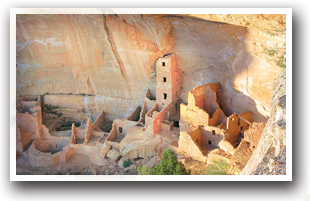 Cliff Dwelling and Square Tower at Mesa Verde National Park, Colorado.