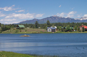 Beautiful view Across Navajo Lake in Navajo Dam, New Mexico