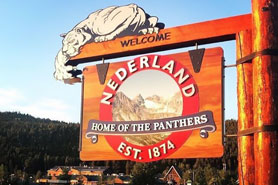 Welcome sign in Nederland, Colorado.