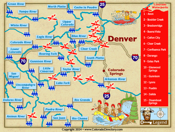 Colorado Rafting and Kayaking Location Map