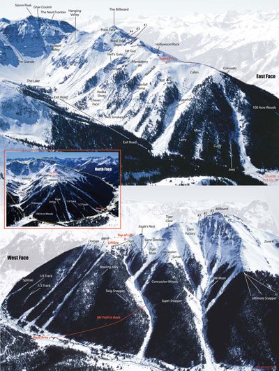 Silverton Mountain Ski Trail Map, Silverton, Colorado