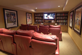 Media room at Hyatt Mountain Lodge in Beaver Creek, Colorado. Beaver Creek and Vail Vacation Rentals.