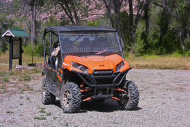 UTV at the Rimrocker Trail head near Nucla, Colorado.